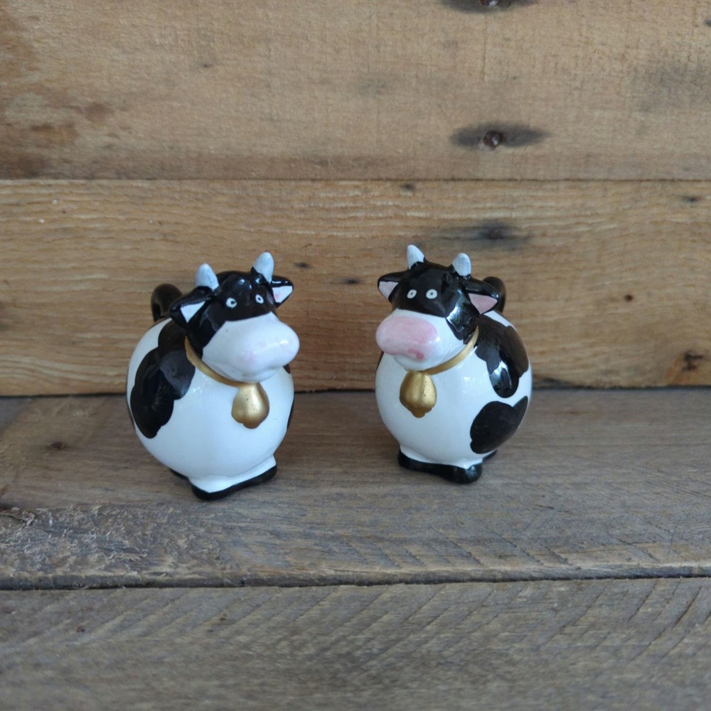 Vintage JSNY Ceramic Holstein Cow Salt and Pepper Shakers